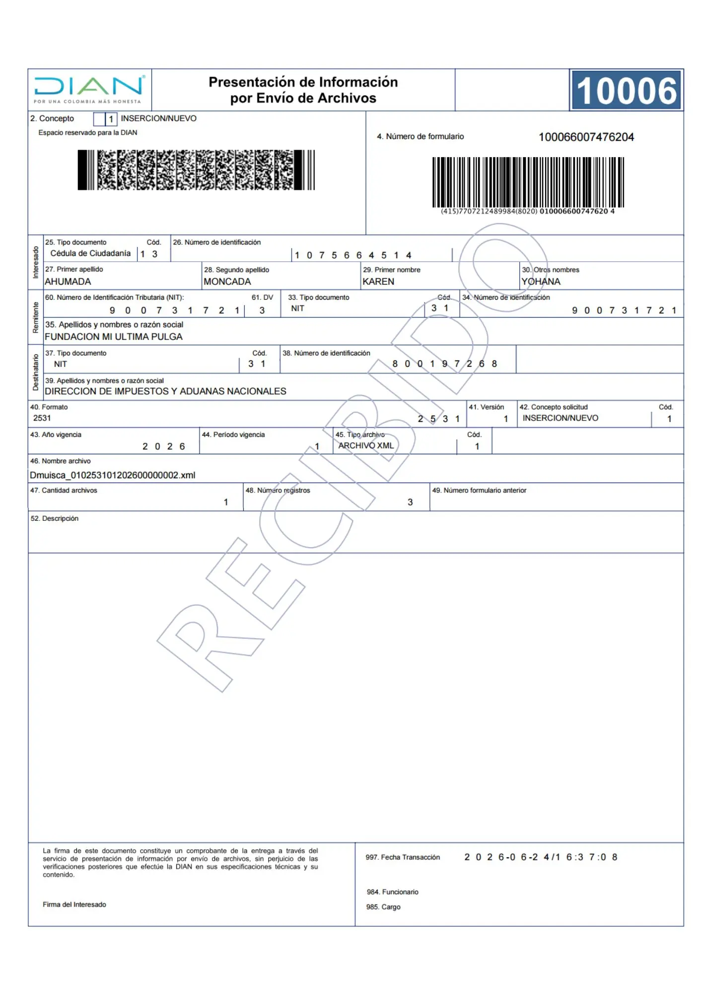 Formato 2531 - Página 1