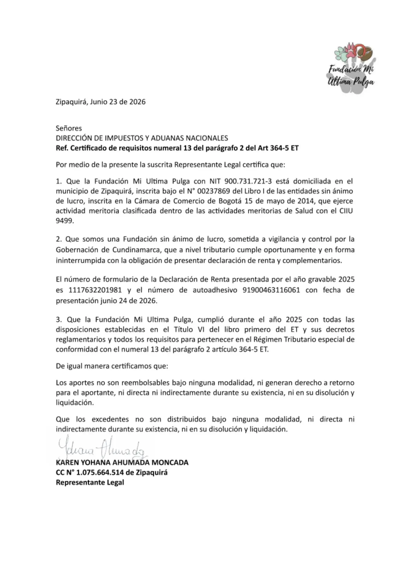 Certificado de Requisitos