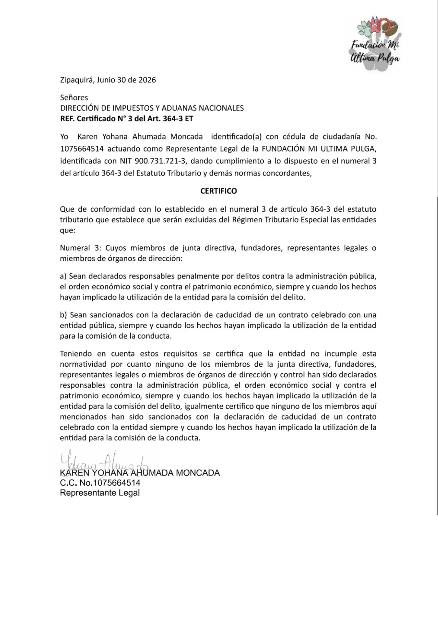 Certificación 364